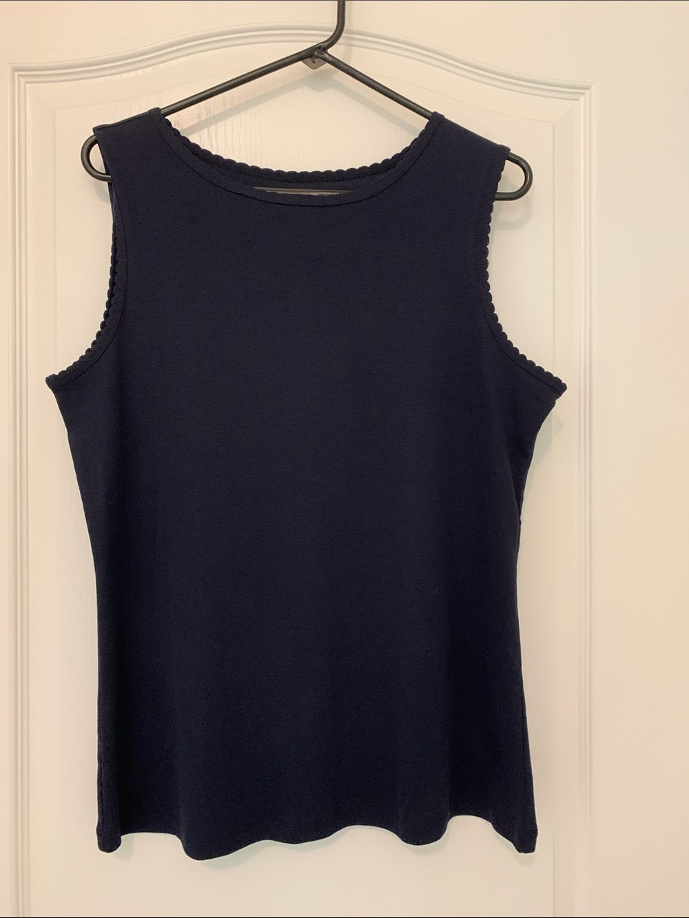 croft & barrow Navy Scallop-Edge Sleeveless Tank